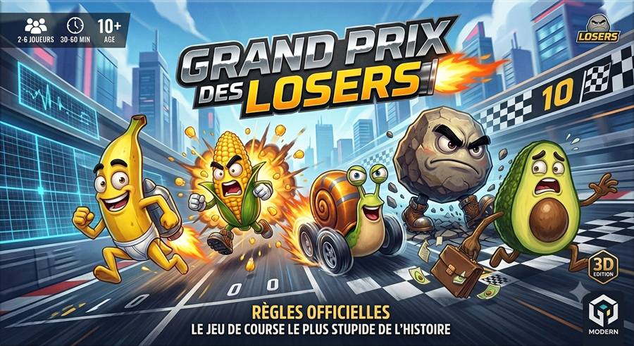 Banane, Maïs, Escargot, Caillou et Avocat sur la ligne de départ